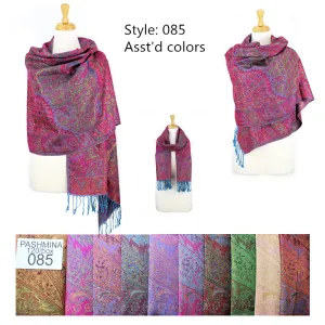 12-Pack Metallic Pashmina Scarves Shawls Assorted Colors 085