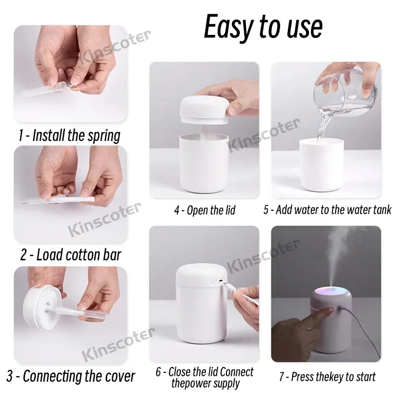 300ml Portable Mini USB Aroma Diffuser - Ideal for Bedroom, Home, Car & Office Atmosphere Enhancement!