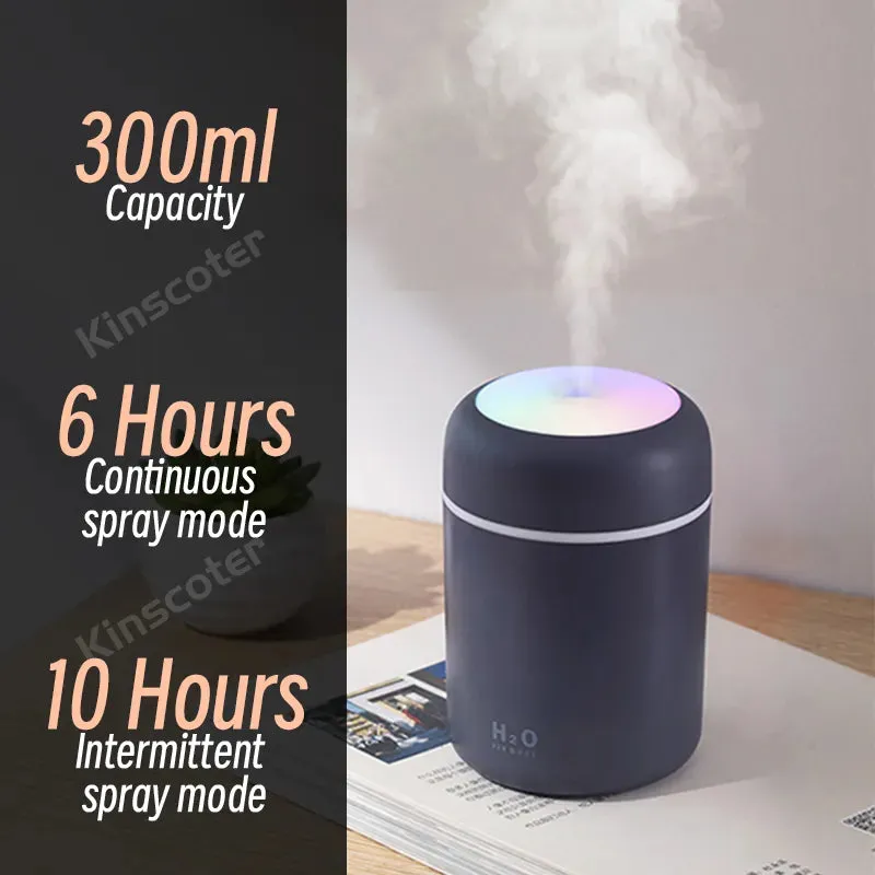 300ml Portable Mini USB Aroma Diffuser - Ideal for Bedroom, Home, Car & Office Atmosphere Enhancement!