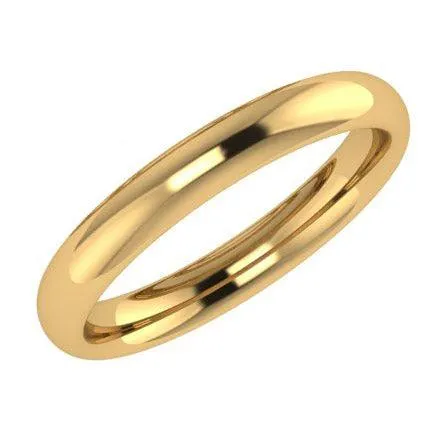 3mm Comfort Fit Wedding Ring Yellow Gold