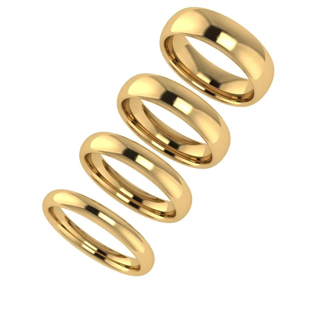 3mm Comfort Fit Wedding Ring Yellow Gold