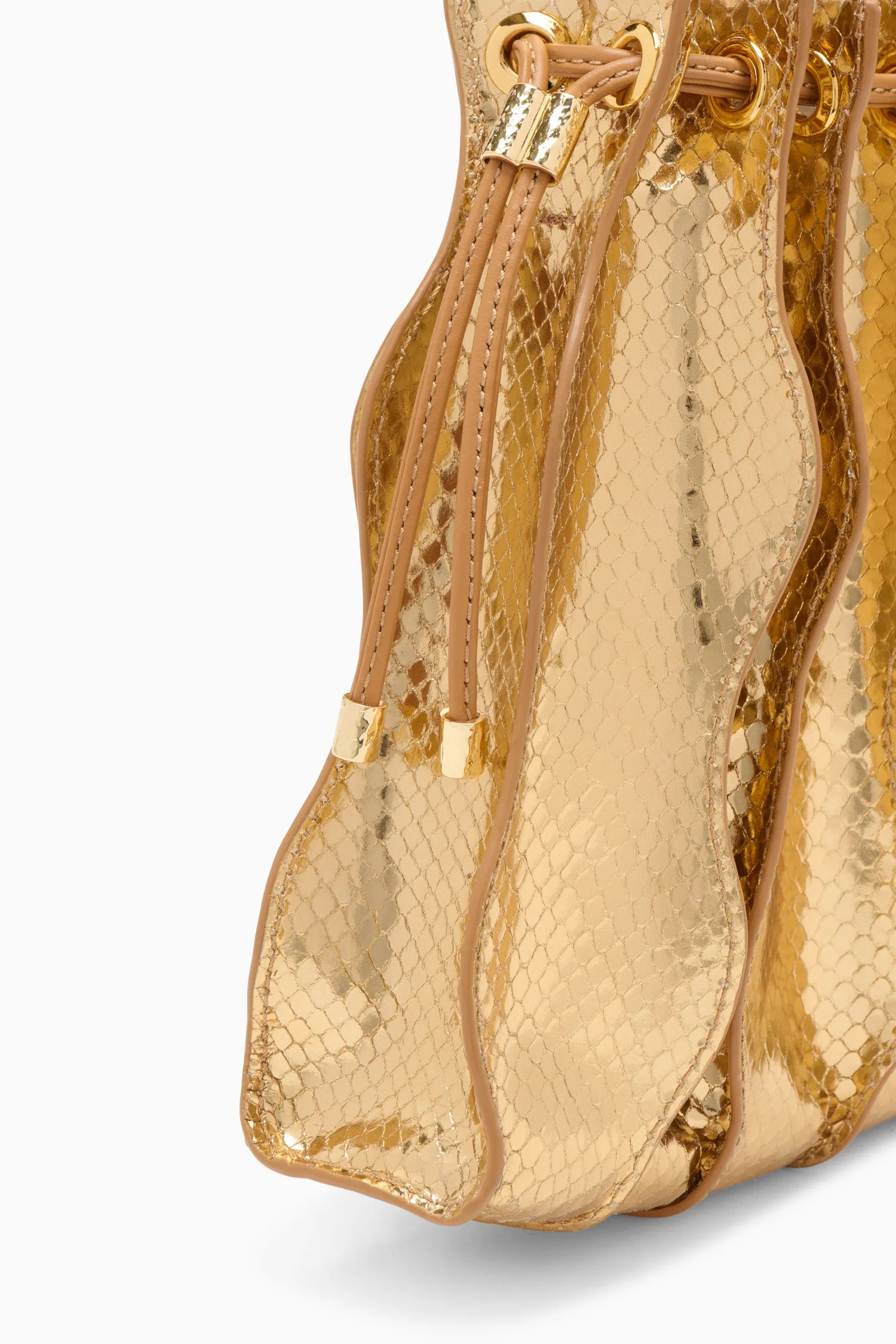 Adria Pleated Wave Crossbody - Gold Python