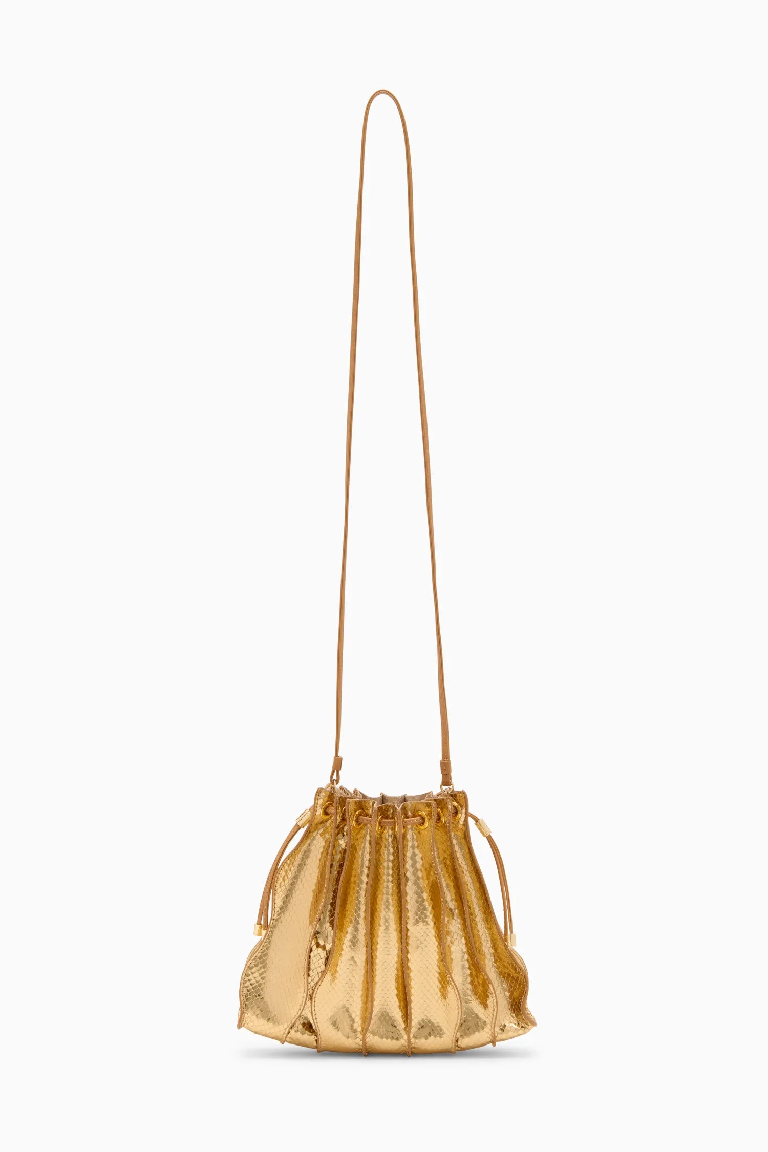 Adria Pleated Wave Crossbody - Gold Python