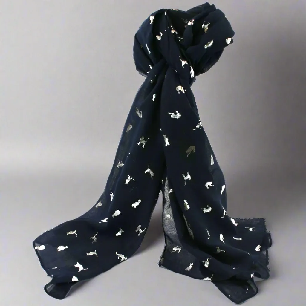 Blue Biccari Cat Foil Scarf