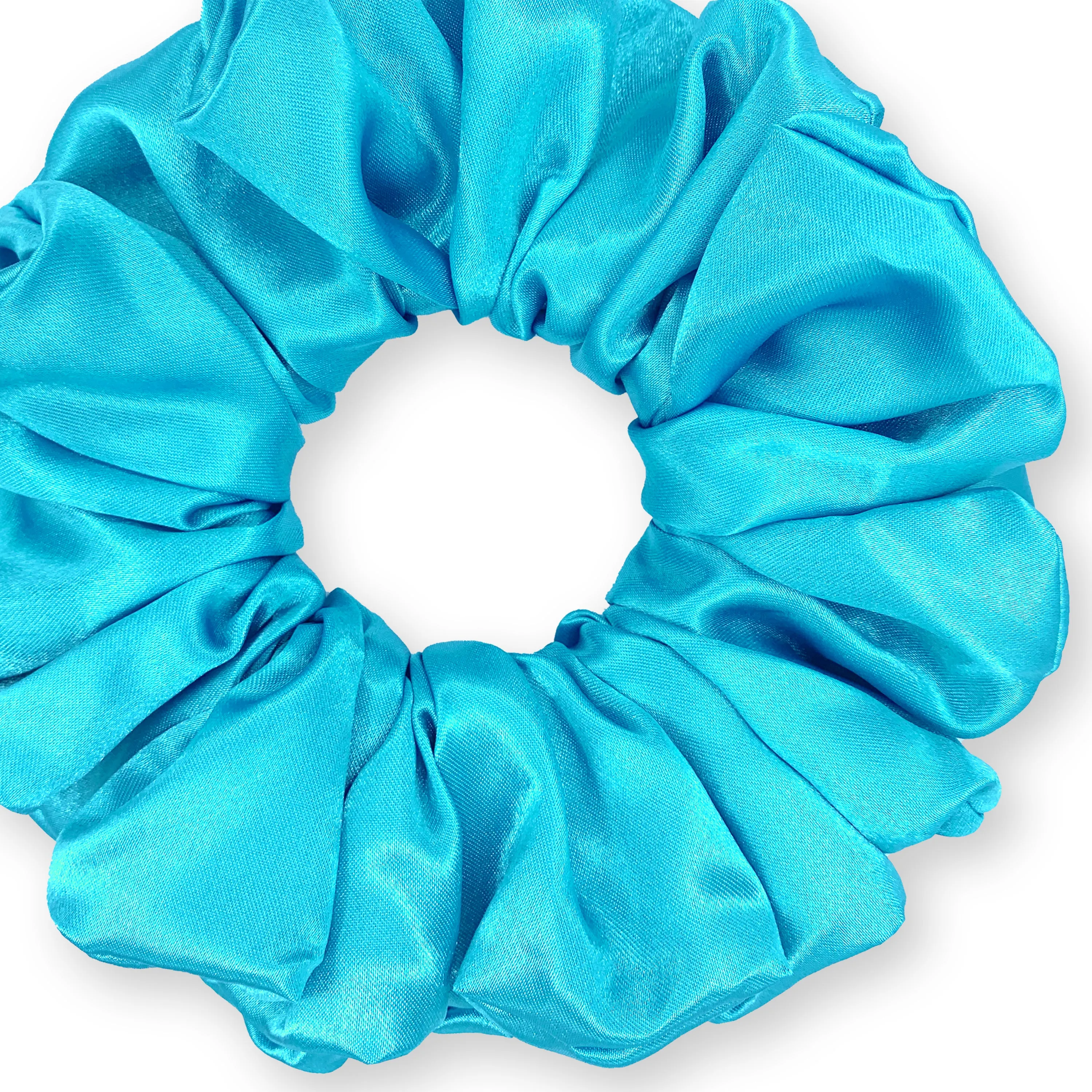 Bridal Satin Scrunchies King Size XXL Oversized Ponytail Holder Made in the USA Aqua