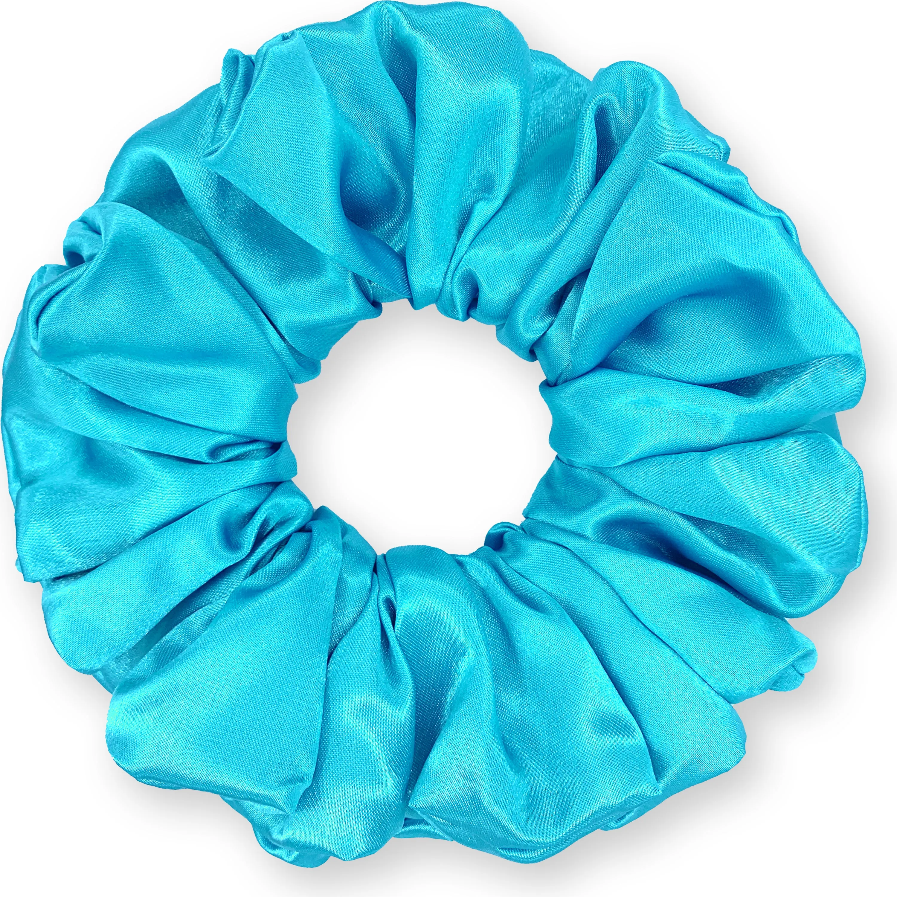 Bridal Satin Scrunchies King Size XXL Oversized Ponytail Holder Made in the USA Aqua