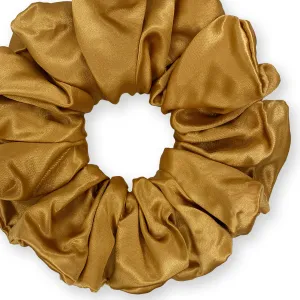 Bridal Satin Scrunchies King Size XXL Oversized Ponytail Holder Made in the USA Gold Dark