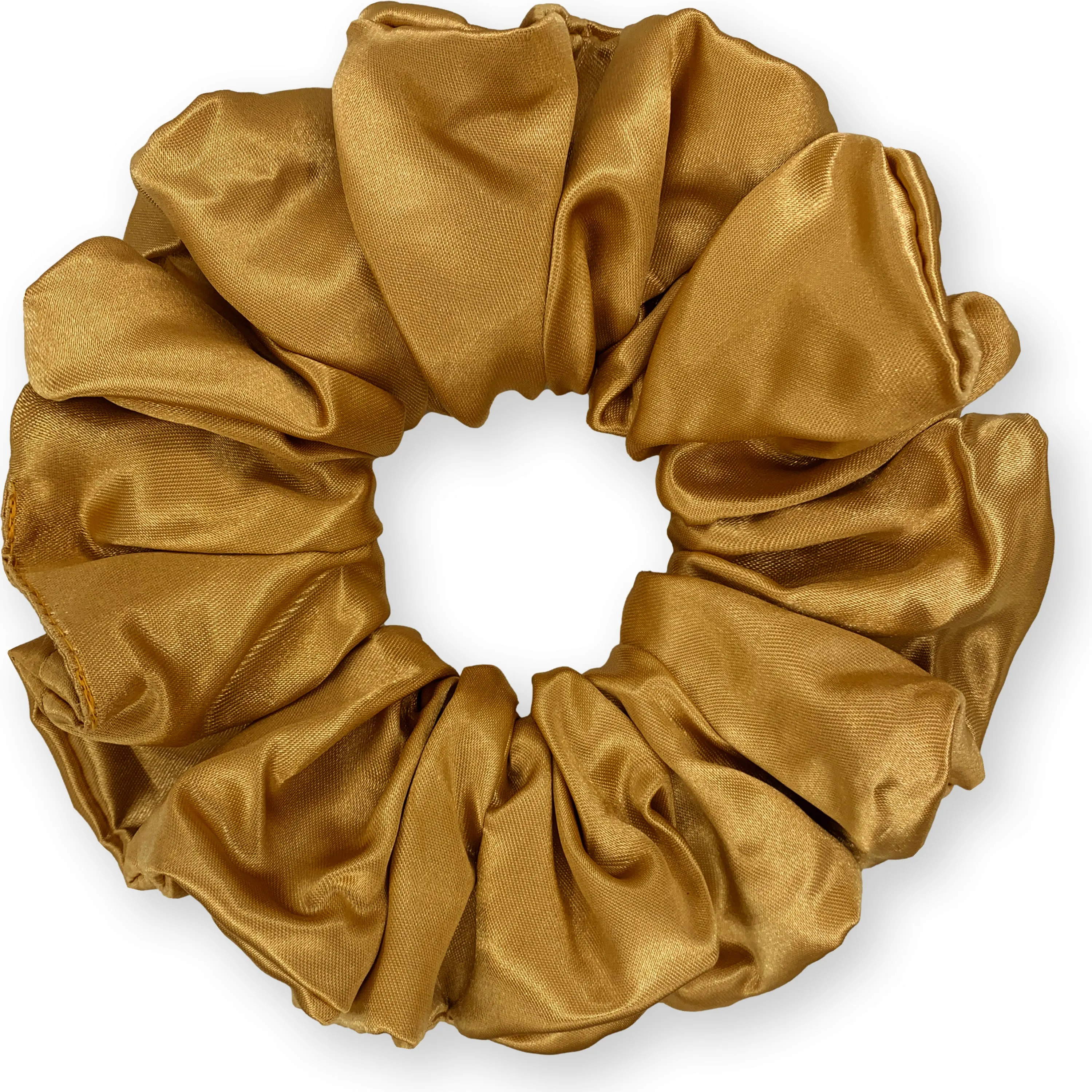 Bridal Satin Scrunchies King Size XXL Oversized Ponytail Holder Made in the USA Gold Dark