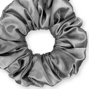 Bridal Satin Scrunchies King Size XXL Oversized Ponytail Holder Made in the USA Gray