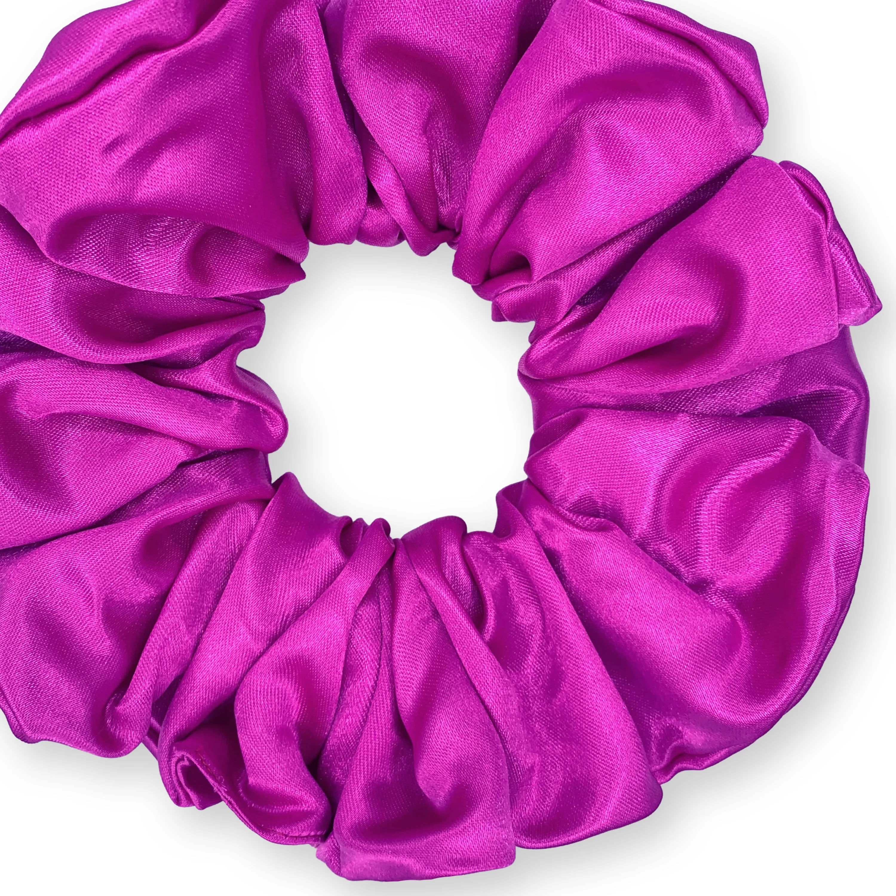 Bridal Satin Scrunchies King Size XXL Oversized Ponytail Holder Made in the USA Magenta