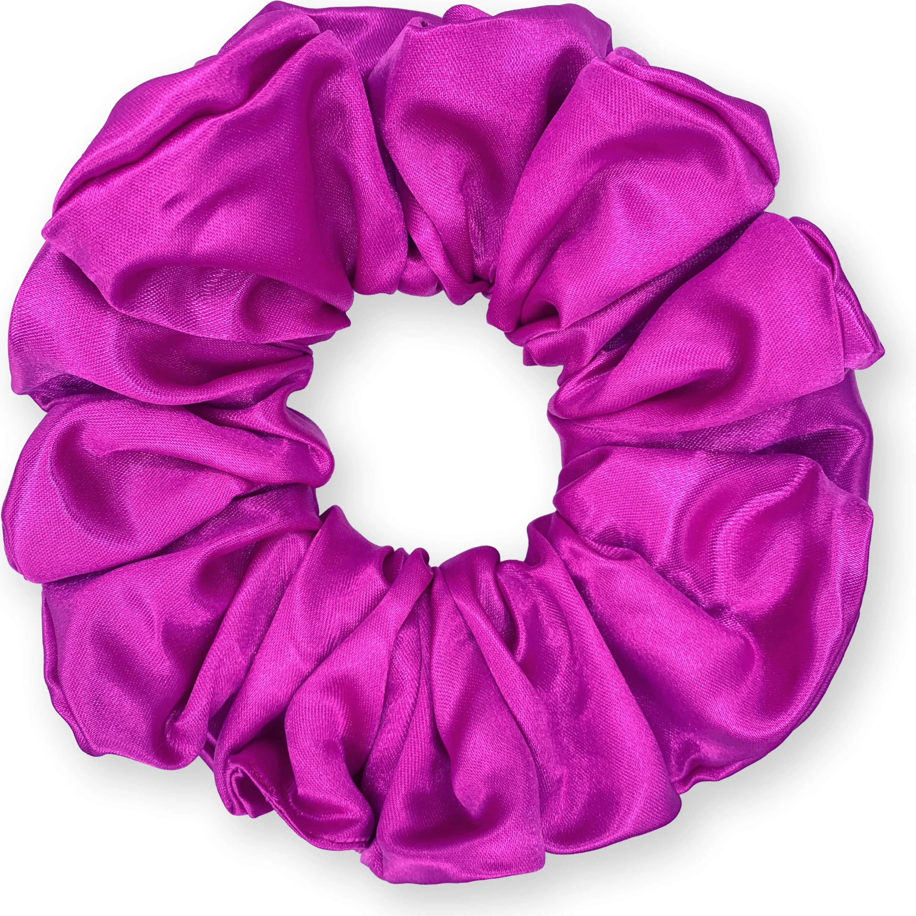 Bridal Satin Scrunchies King Size XXL Oversized Ponytail Holder Made in the USA Magenta