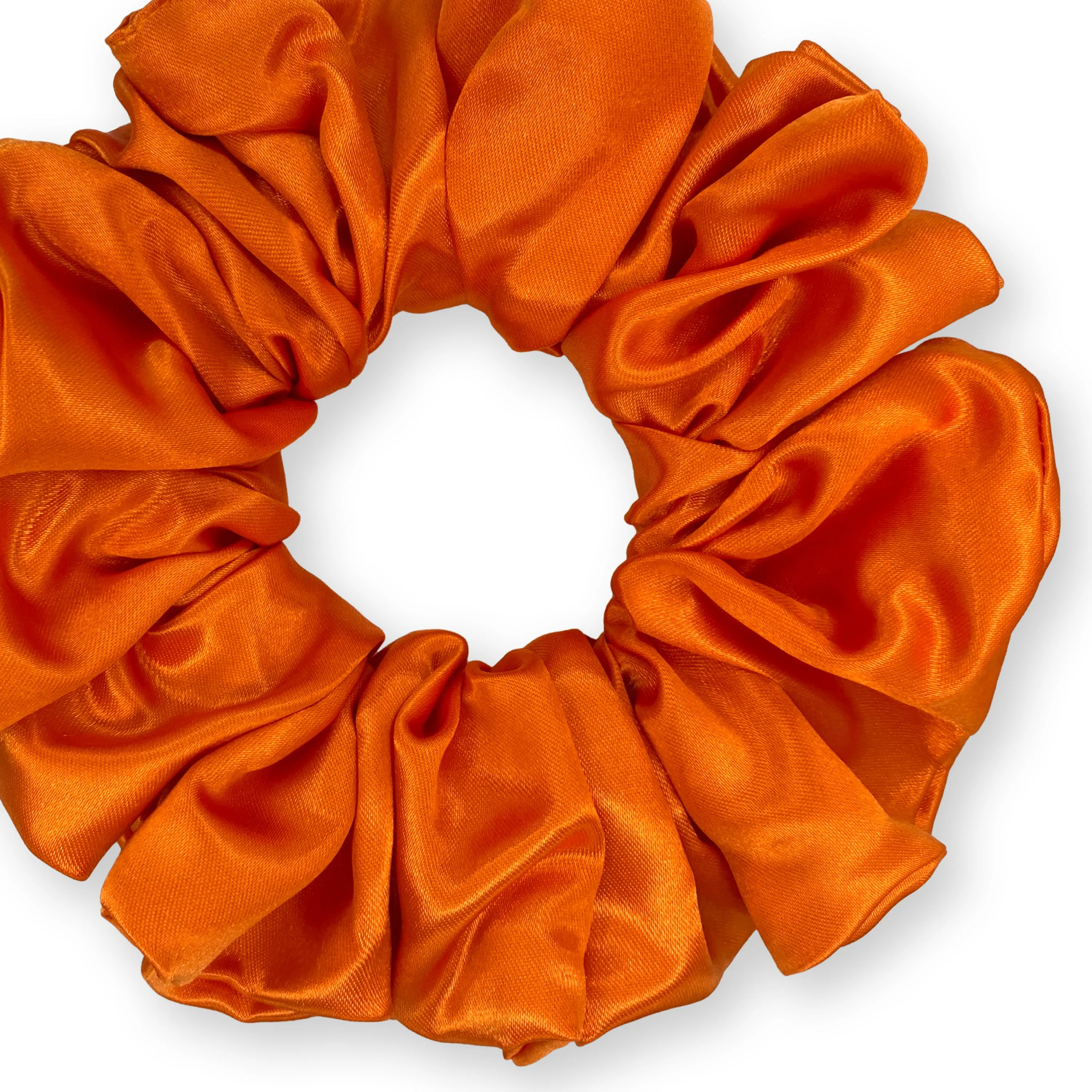 Bridal Satin Scrunchies King Size XXL Oversized Ponytail Holder Made in the USA Orange