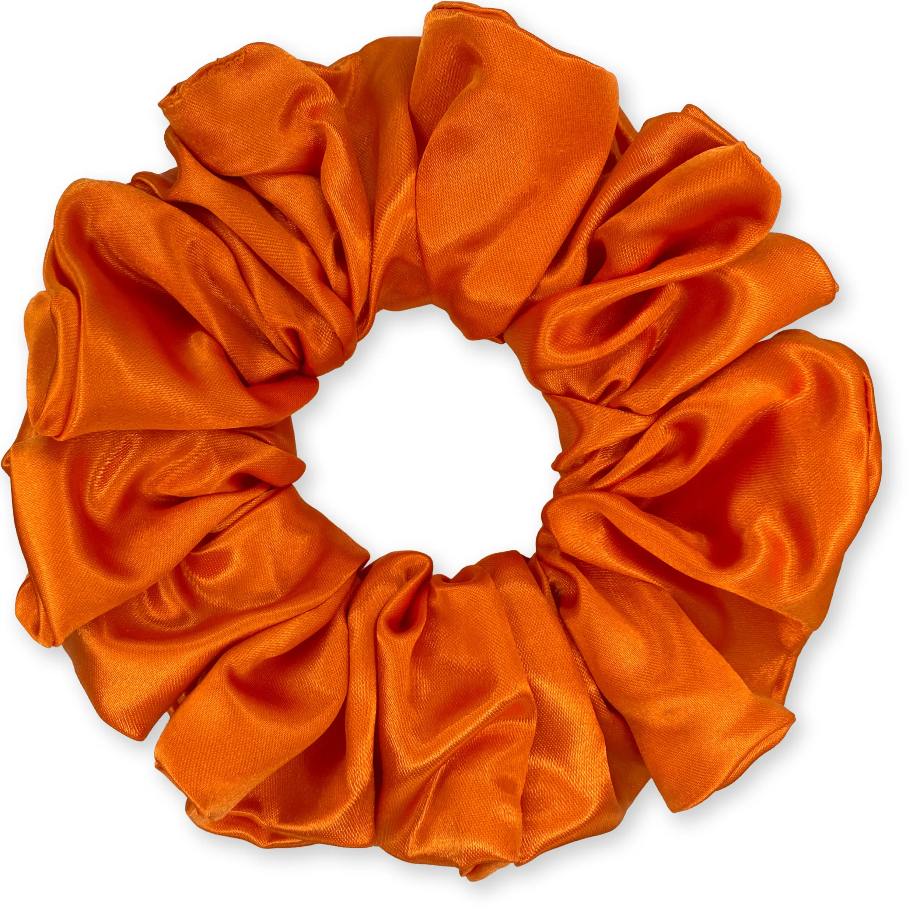 Bridal Satin Scrunchies King Size XXL Oversized Ponytail Holder Made in the USA Orange