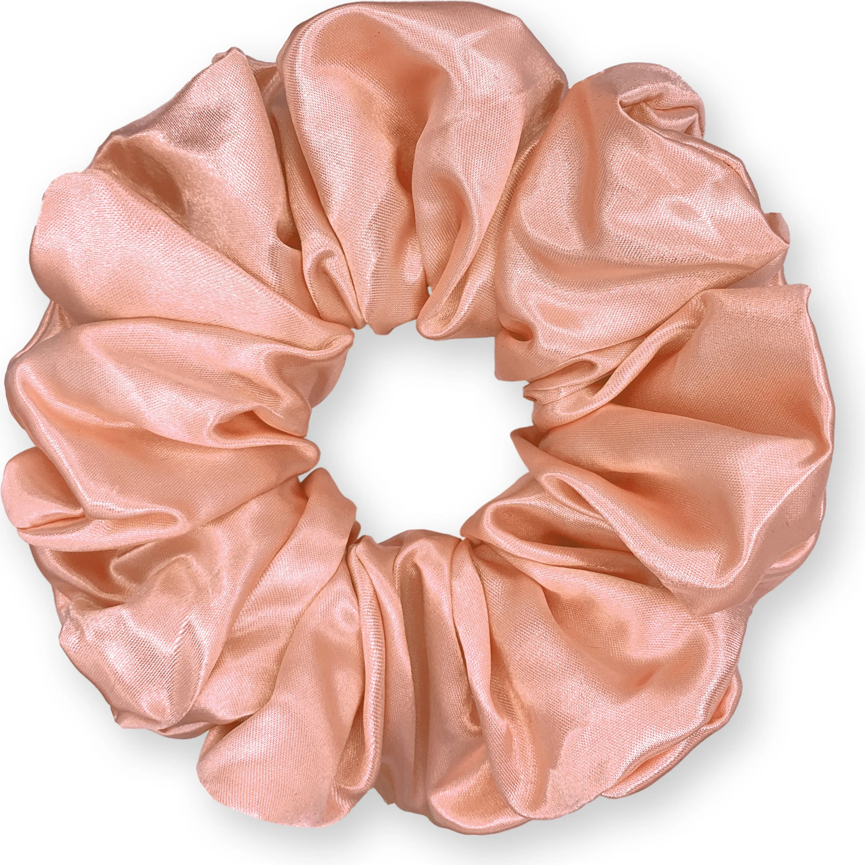 Bridal Satin Scrunchies King Size XXL Oversized Ponytail Holder Made in the USA Peach