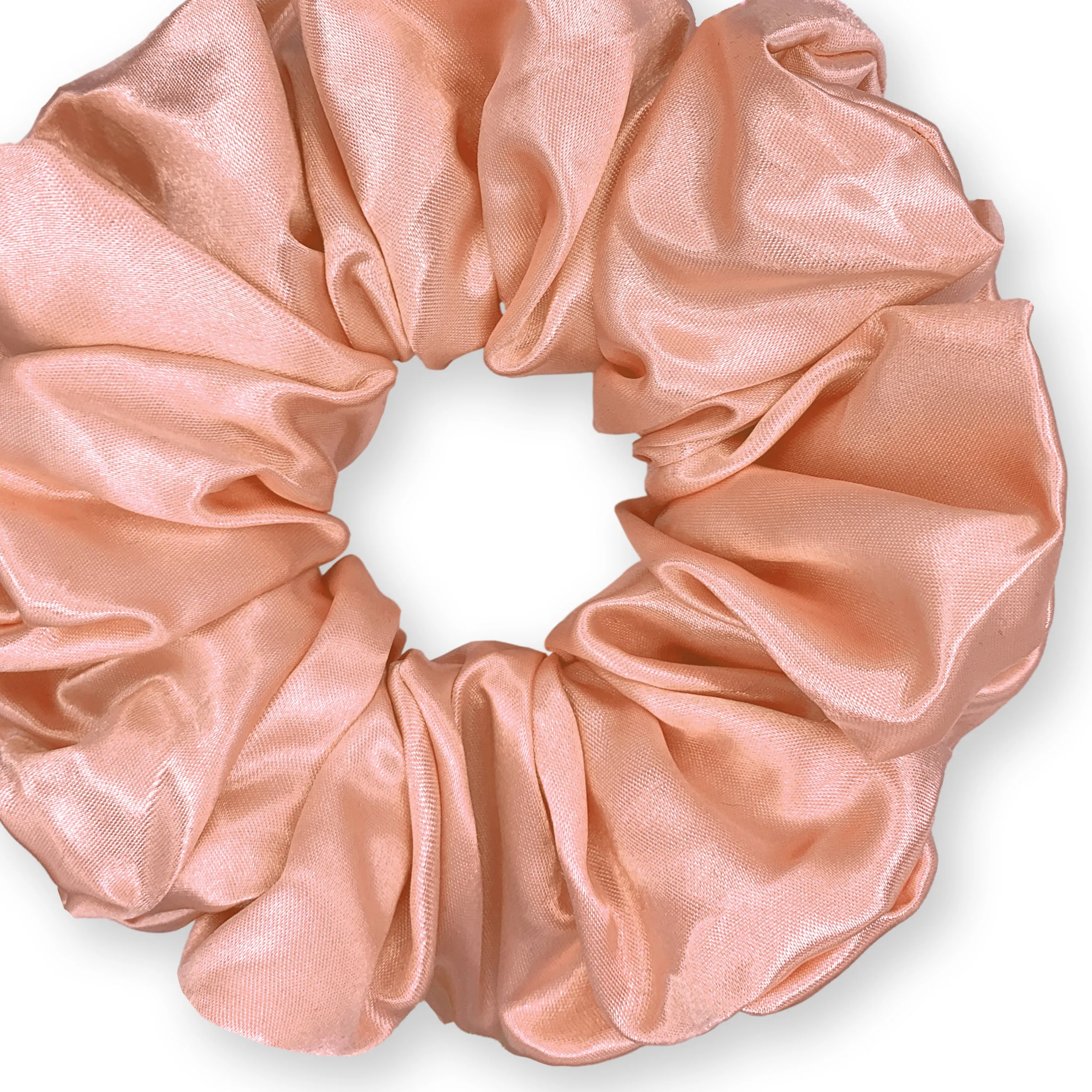 Bridal Satin Scrunchies King Size XXL Oversized Ponytail Holder Made in the USA Peach