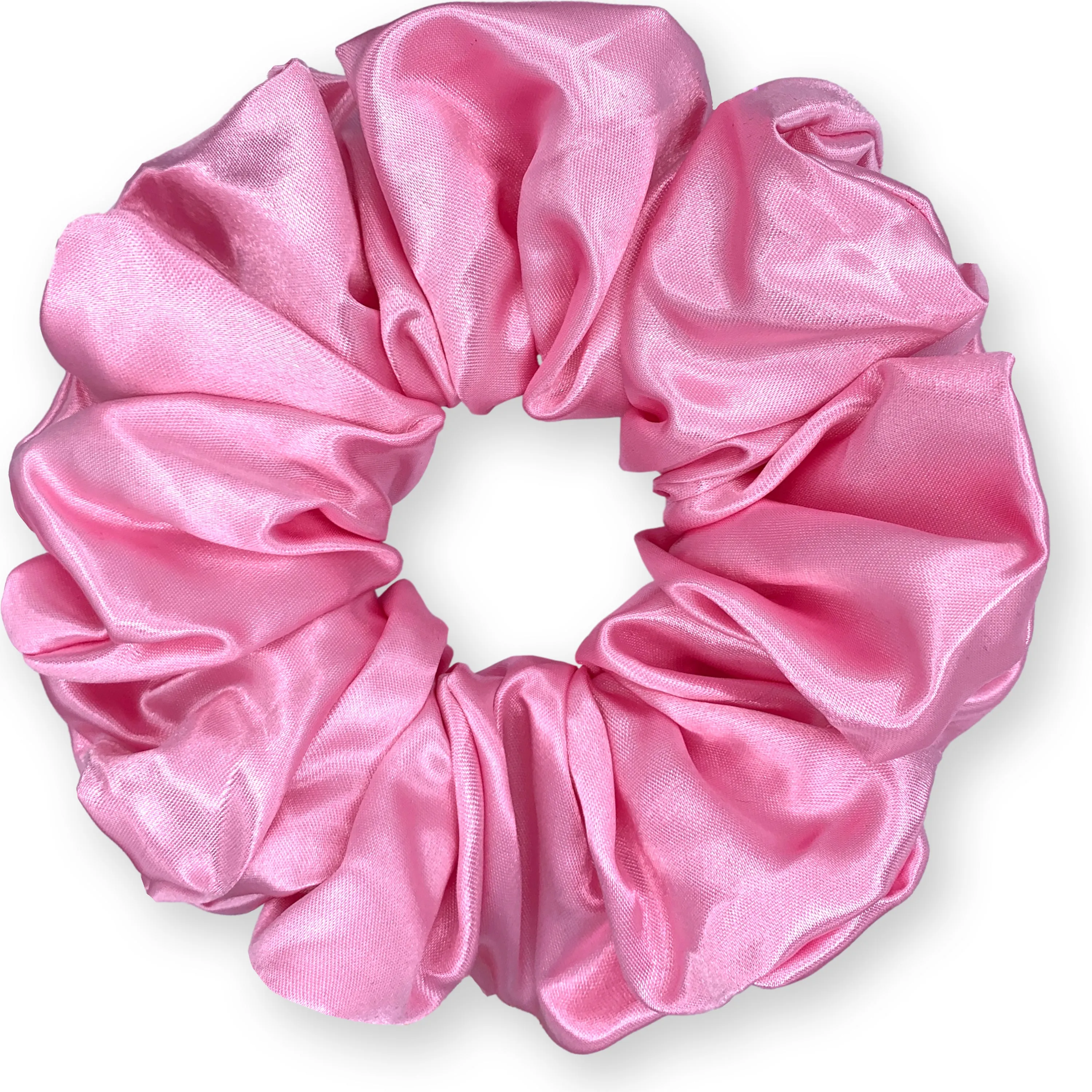 Bridal Satin Scrunchies King Size XXL Oversized Ponytail Holder Made in the USA Pink Light