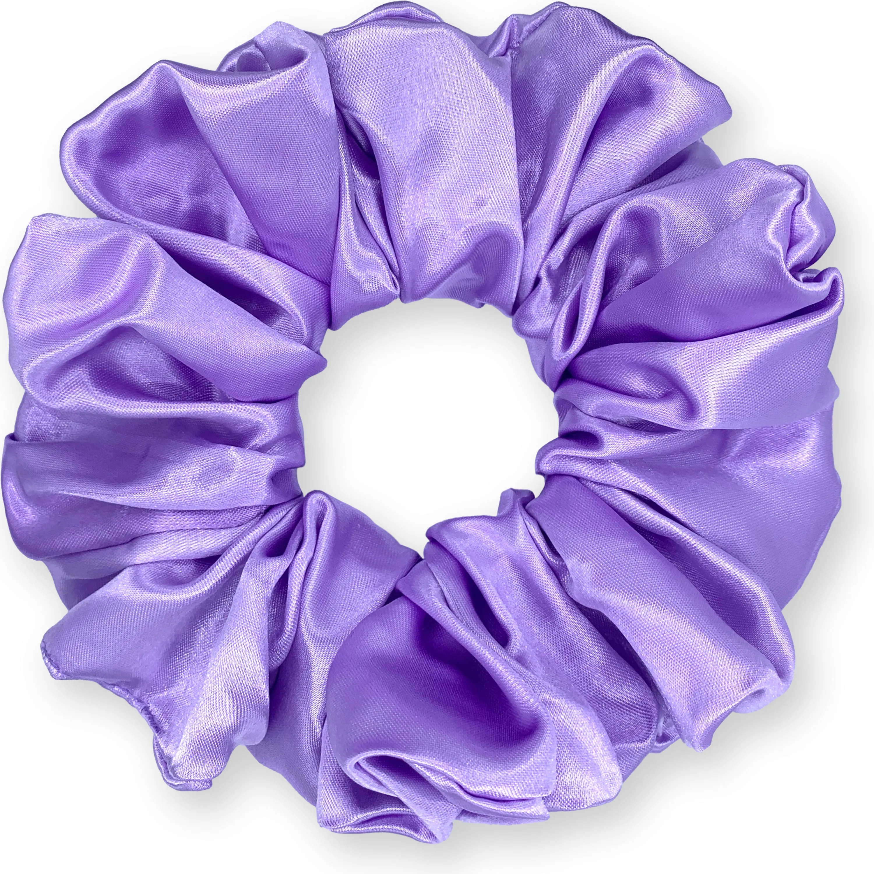 Bridal Satin Scrunchies King Size XXL Oversized Ponytail Holder Made in the USA Purple Light