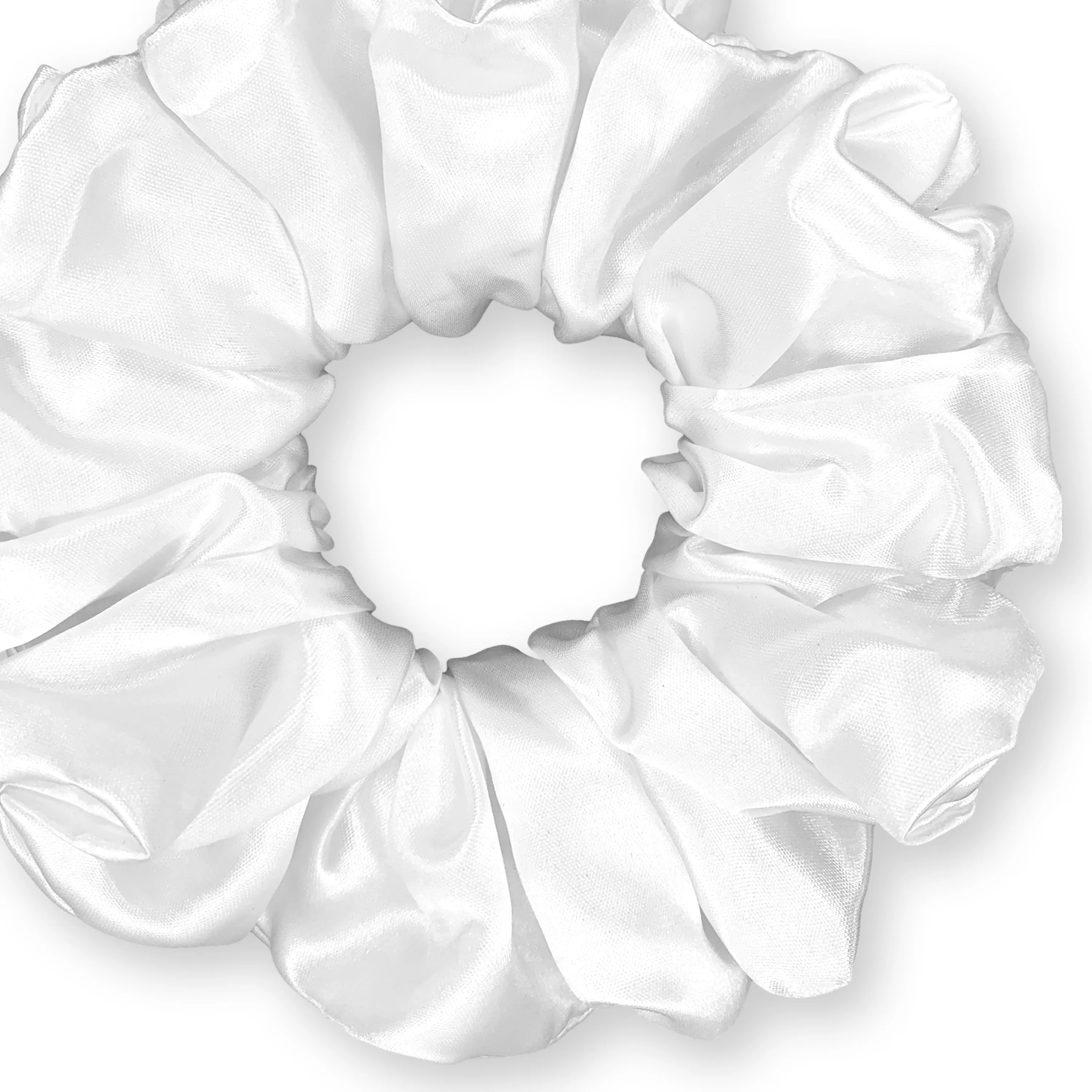 Bridal Satin Scrunchies King Size XXL Oversized Ponytail Holder Made in the USA White