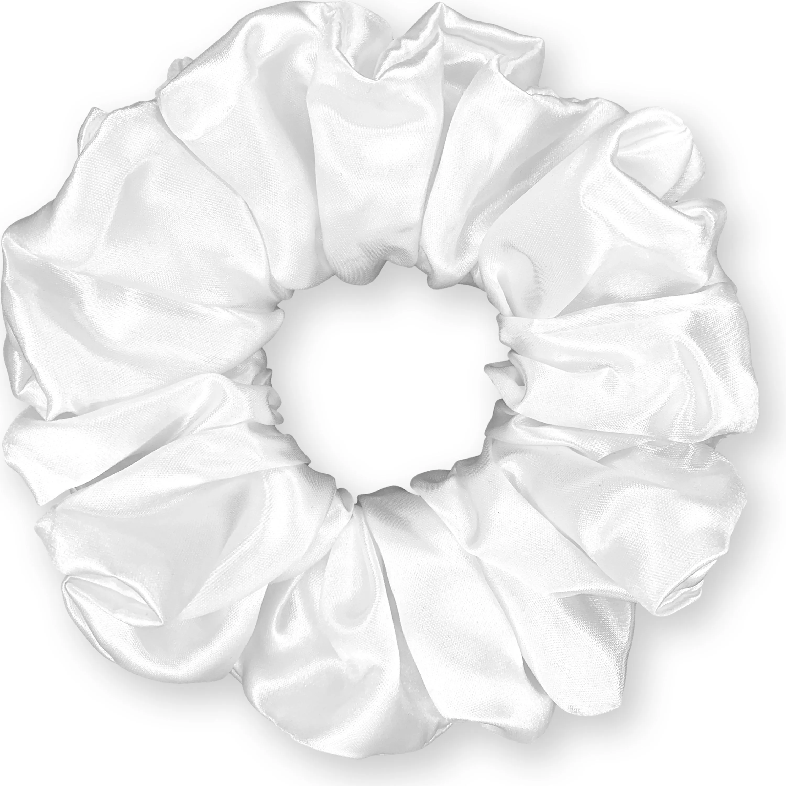 Bridal Satin Scrunchies King Size XXL Oversized Ponytail Holder Made in the USA White