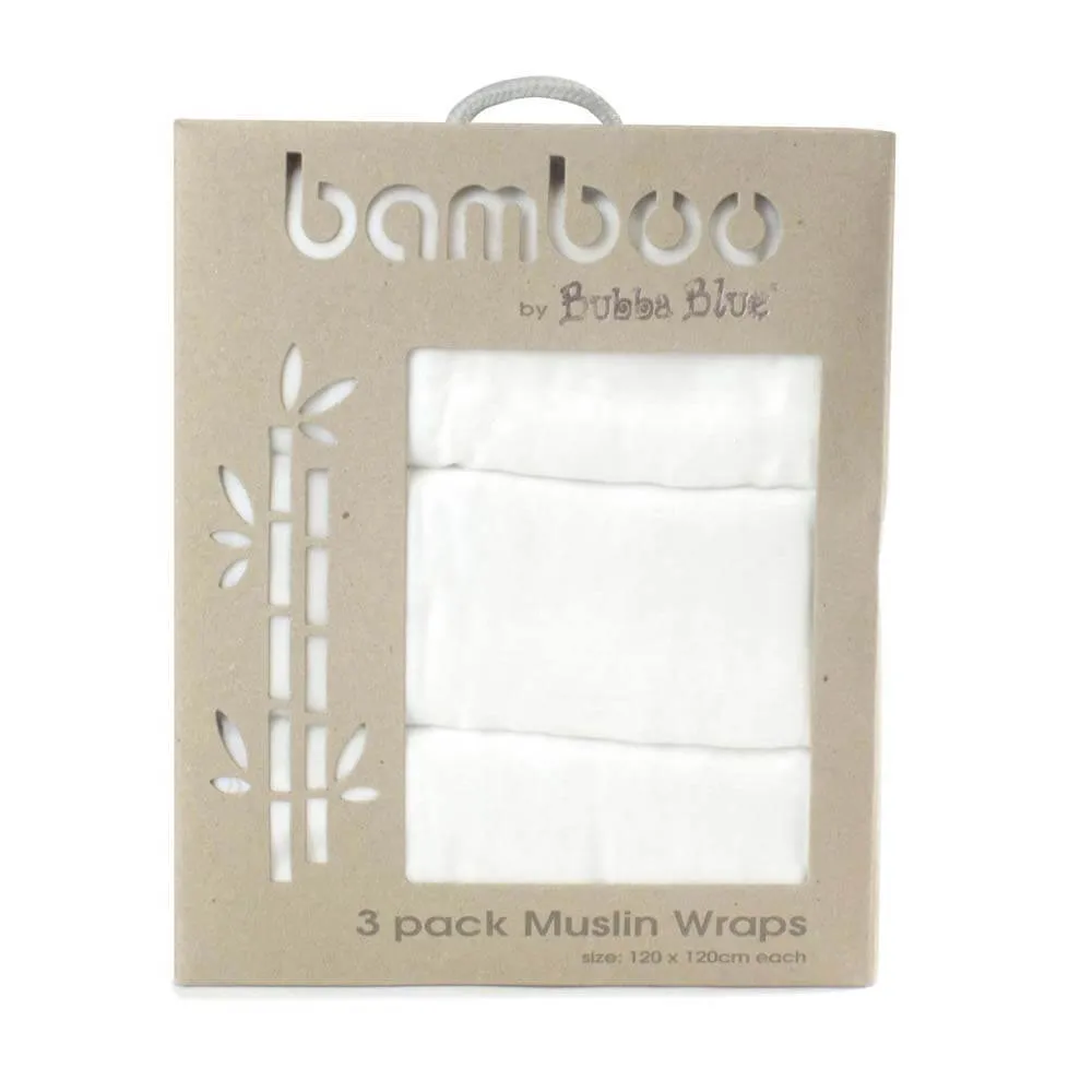 Bubba Blue Bamboo Muslin Wrap White 3pk