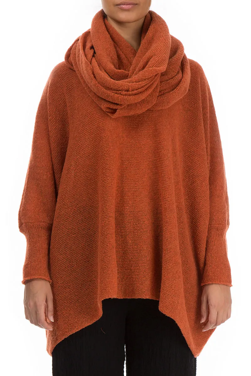 Burnt Orange Wool Infinity Scarf