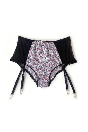 Cardamine High Waisted Garter Panty in Upcycled Vintage Ditsy Floral Print