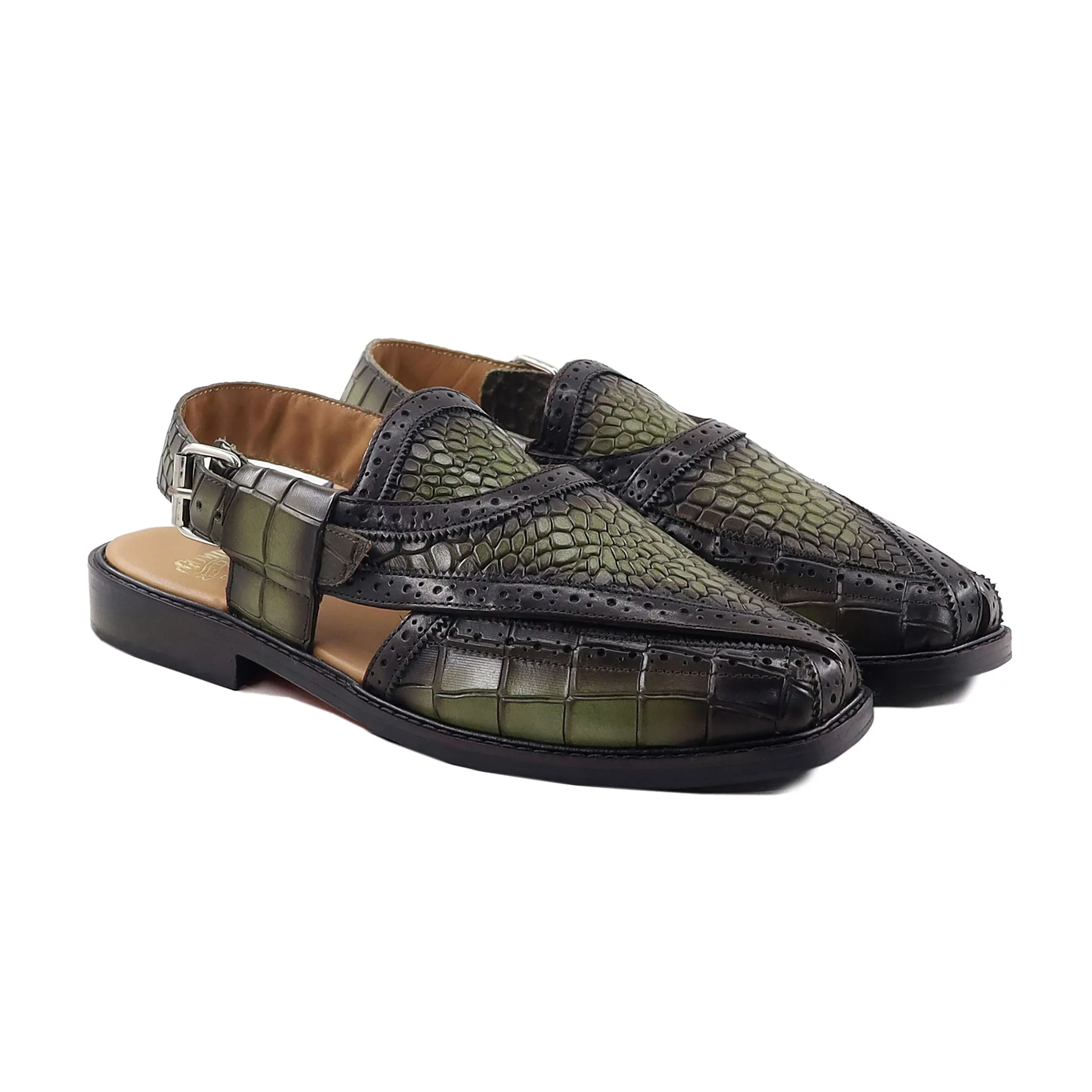 Carter - Men's Burnished Green Calf Leather Sandal