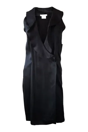 CHARLES JOURDAN Vintage Black Sleeveless Wrap Dress (UK 14)