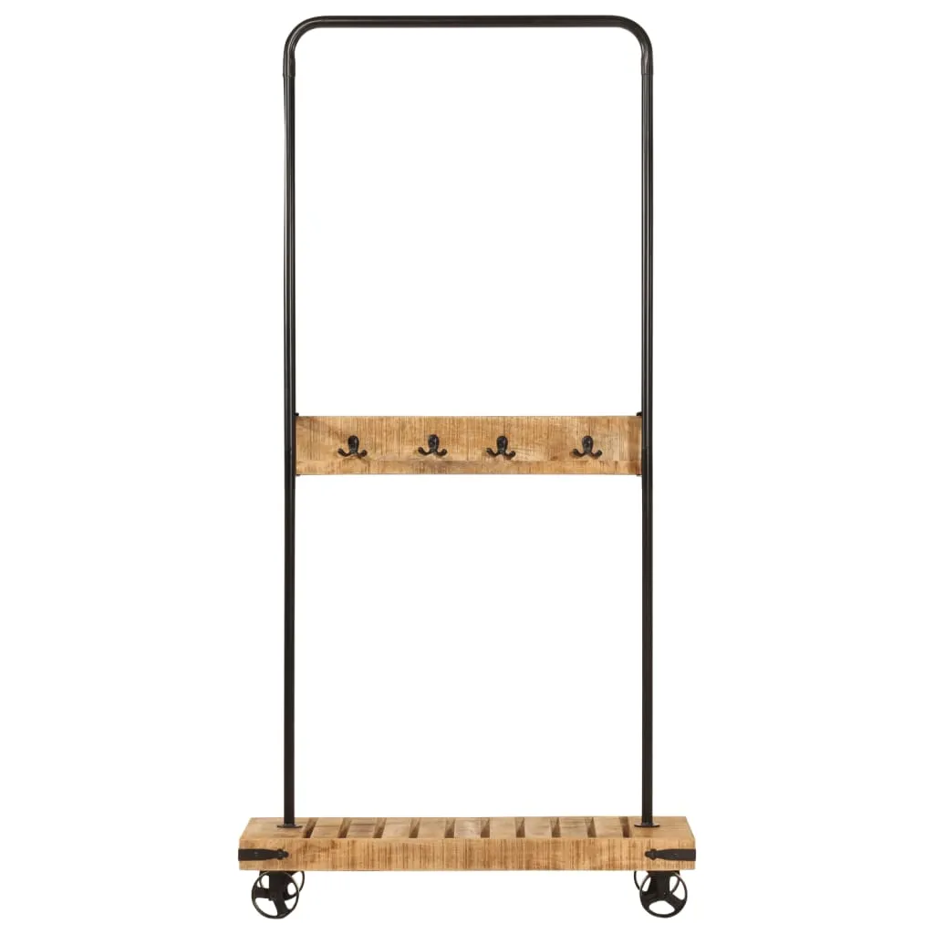 Clothes Rack with Wheels 90x35x190 cm Solid Wood Mango and Iron