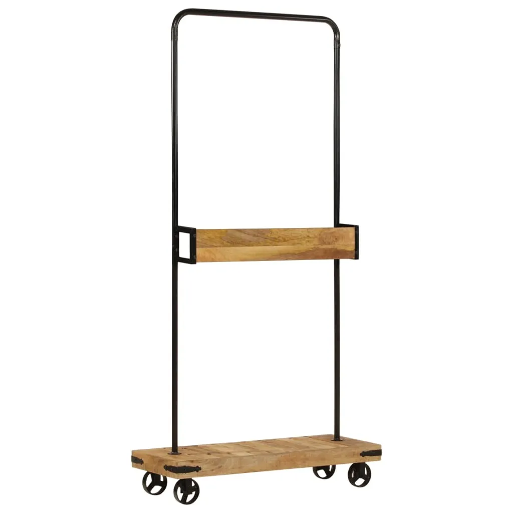 Clothes Rack with Wheels 90x35x190 cm Solid Wood Mango and Iron