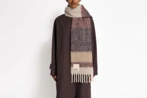 Coll Stripe Mohair Blend Scarf - Chocolate Mix