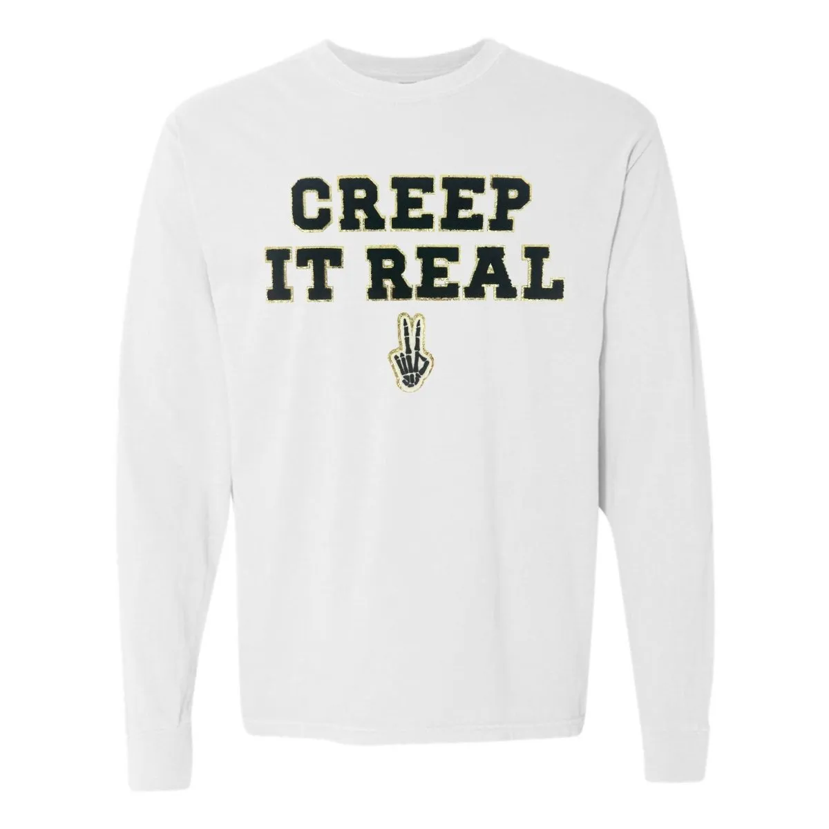 'Creep It Real' Letter Patch Comfort Colors Long Sleeve T-Shirt