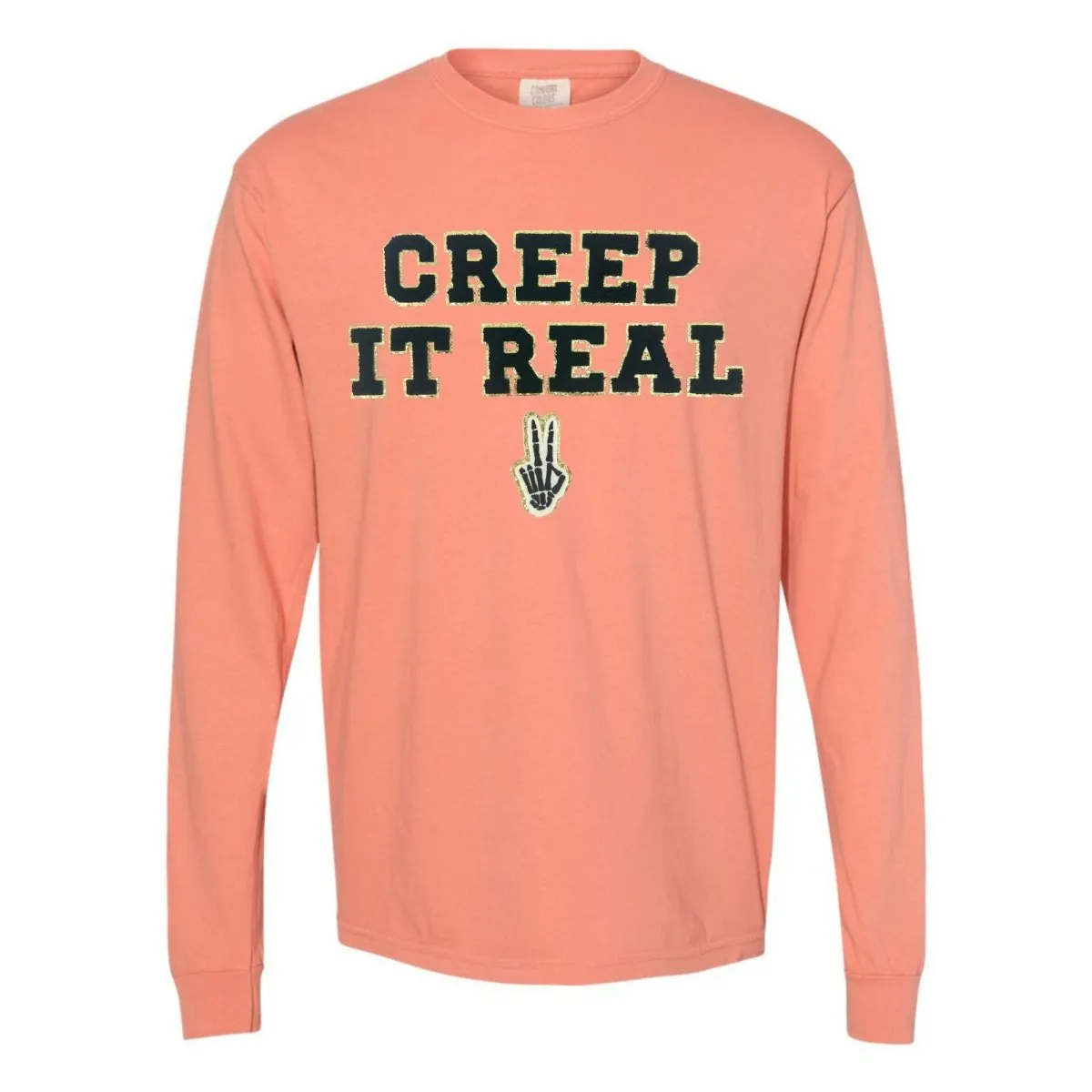 'Creep It Real' Letter Patch Comfort Colors Long Sleeve T-Shirt