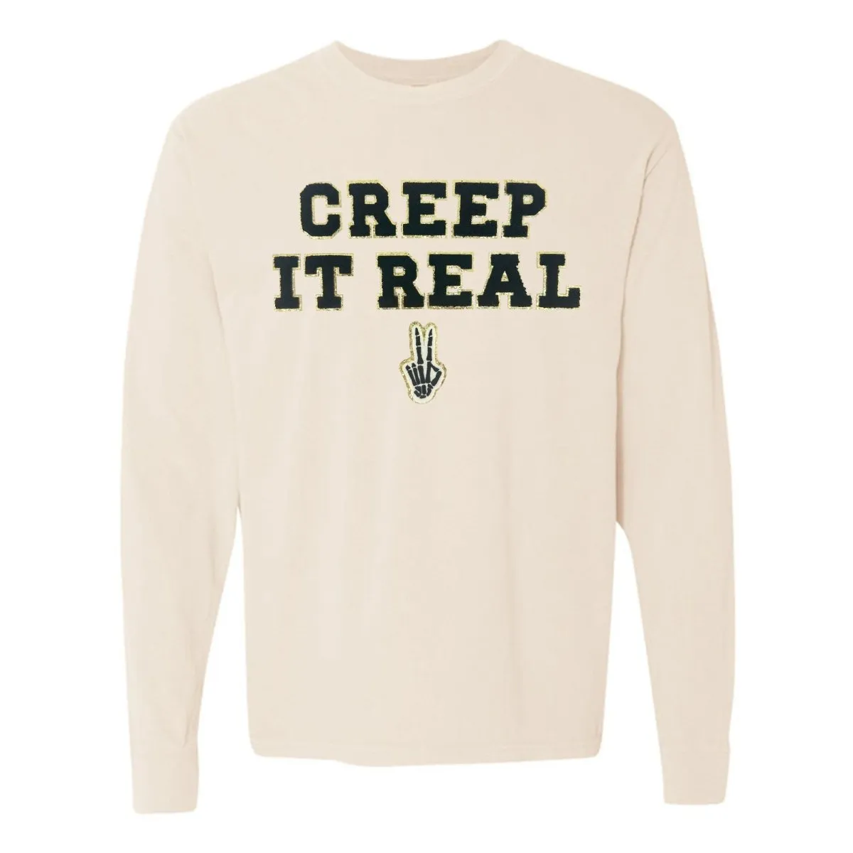 'Creep It Real' Letter Patch Comfort Colors Long Sleeve T-Shirt