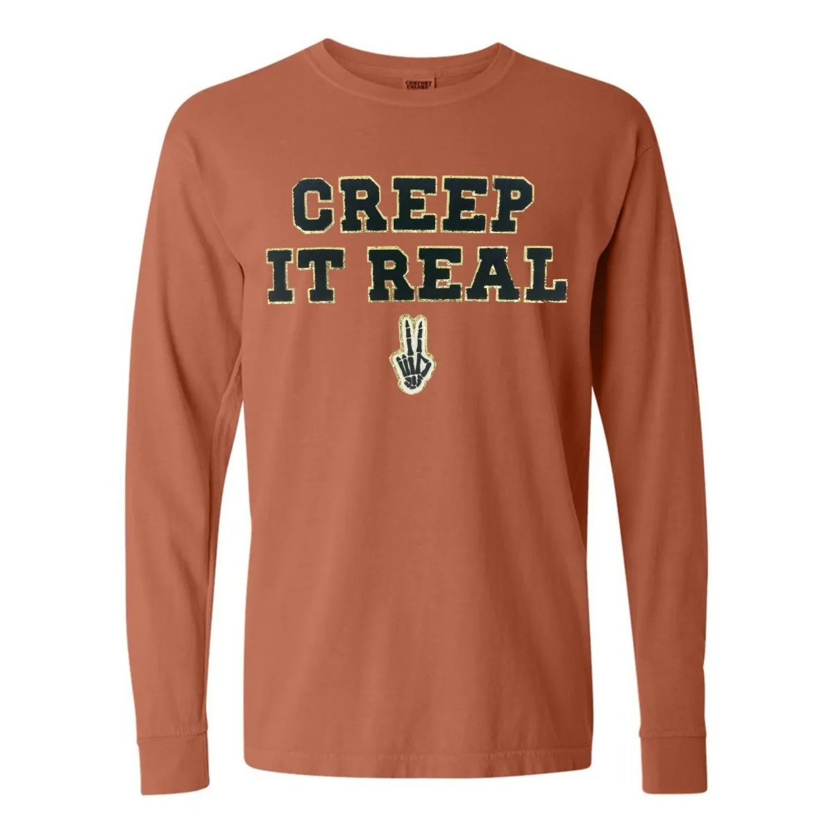 'Creep It Real' Letter Patch Comfort Colors Long Sleeve T-Shirt