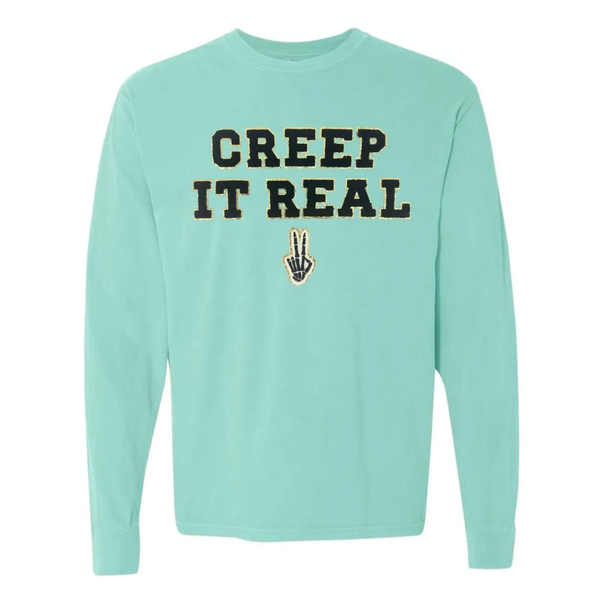 'Creep It Real' Letter Patch Comfort Colors Long Sleeve T-Shirt