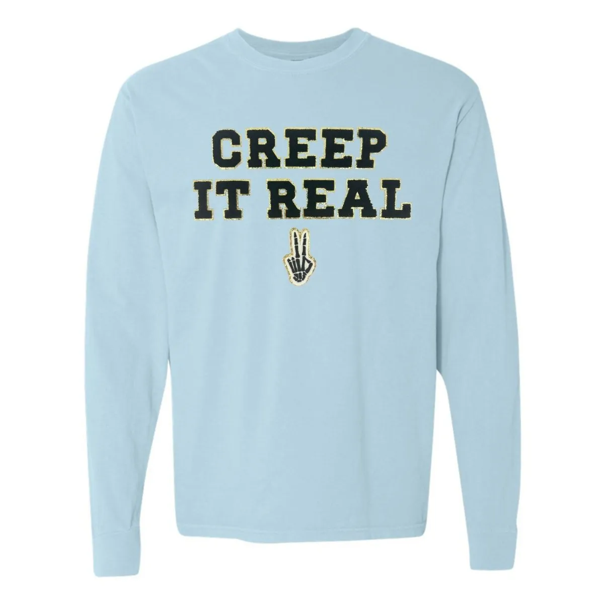 'Creep It Real' Letter Patch Comfort Colors Long Sleeve T-Shirt