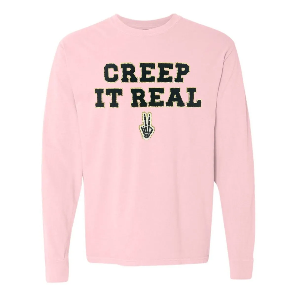 'Creep It Real' Letter Patch Comfort Colors Long Sleeve T-Shirt