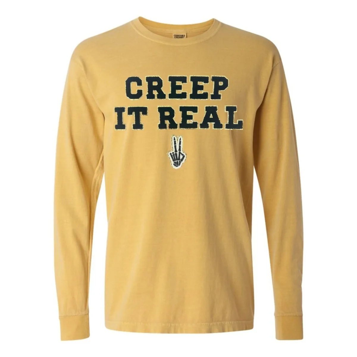 'Creep It Real' Letter Patch Comfort Colors Long Sleeve T-Shirt