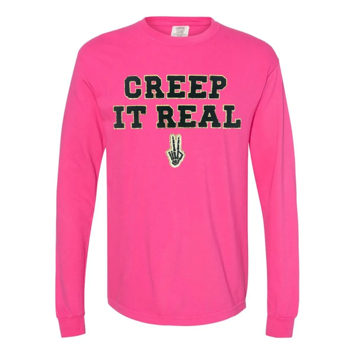 'Creep It Real' Letter Patch Comfort Colors Long Sleeve T-Shirt