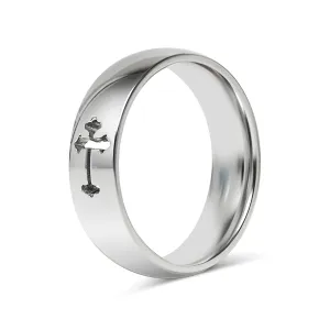 Cross Cutout Polished Stainless Steel Ring / CFR7022