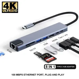 Experience Seamless Connectivity with our 8-in-1 USB Type C Hub - Transform Your Device into a Multimedia Powerhouse