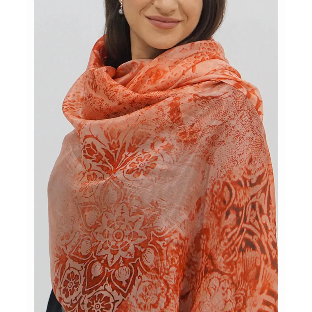 Fiery Ruby Silk Scarf