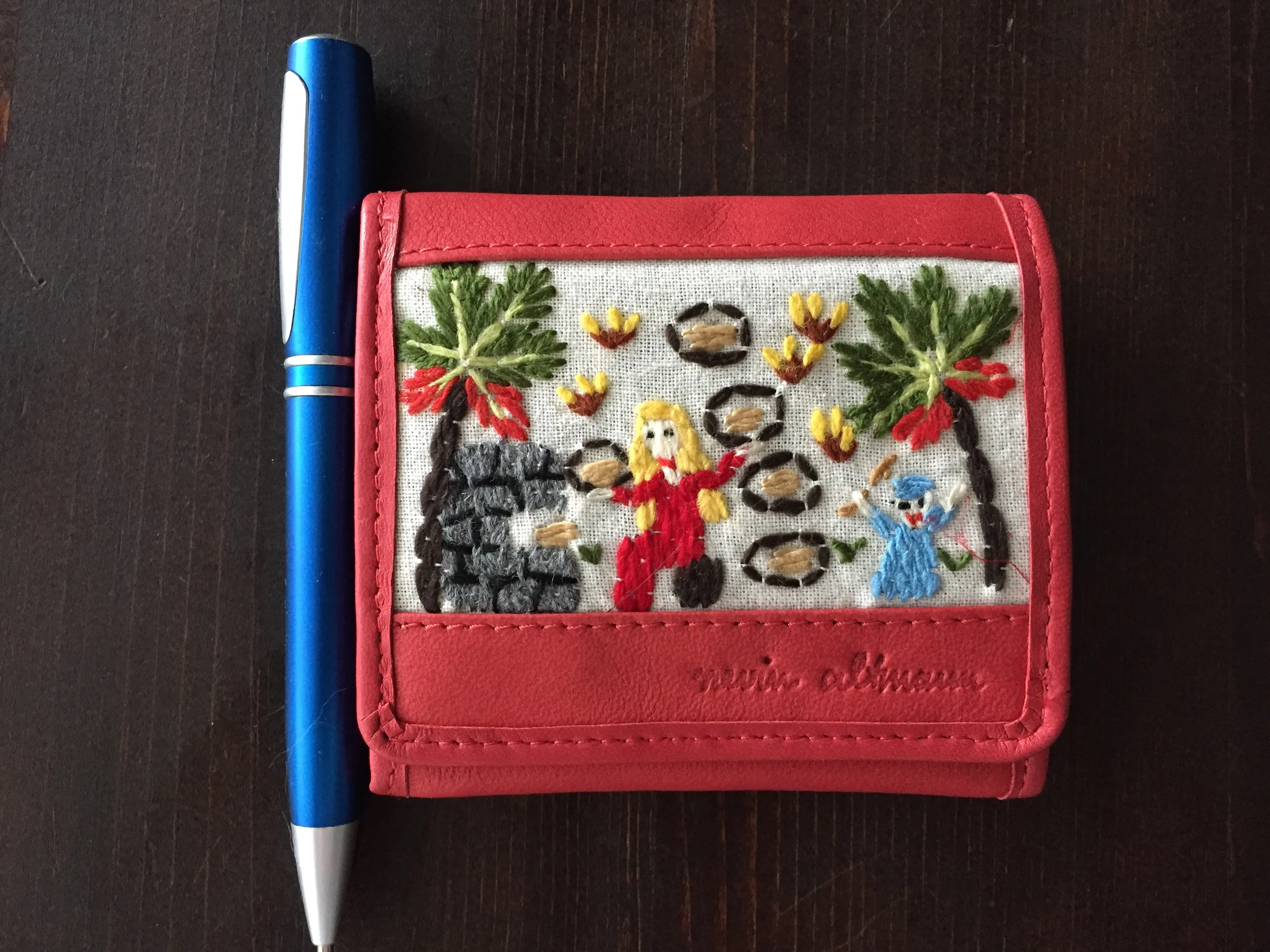 Handmade Leather Wallet with Hand Embroidery - Euro Wallet