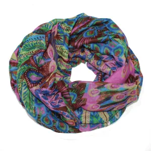 Infinity Peacock Print Scarf - Purple Combo