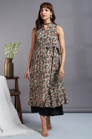 kashish symphony - modal kalamkari sleeveless tie-up angrakha