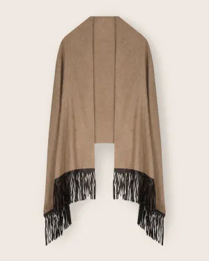 Luxe Leather Fringe Cashmere Wrap