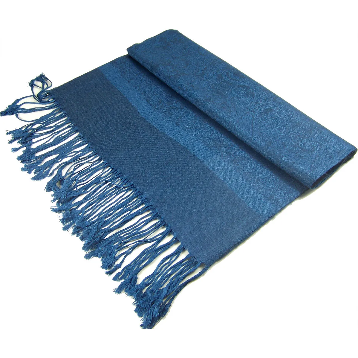 Medium Blue Paisley Pashmina Scarves