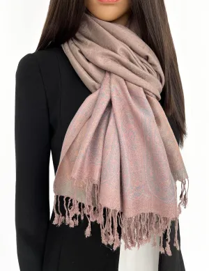 PAISLEY PRINT BEIGE BLUSH LIGHTWEIGHT PASHMINA SHAWL SCARF