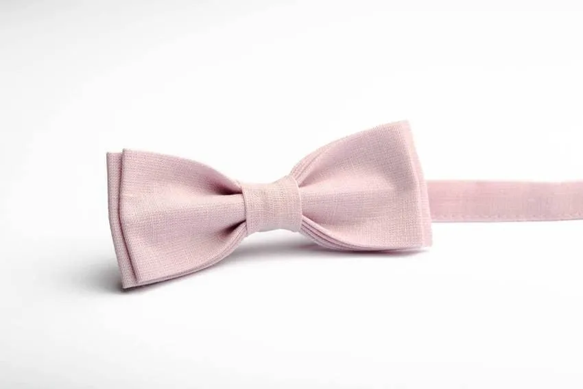 Pale Dusty Rose Linen Bow Tie - Subtle Charm for Special Moments